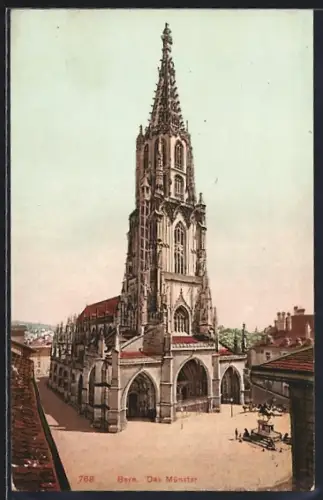 AK Bern, Münster mit Strassenpartie