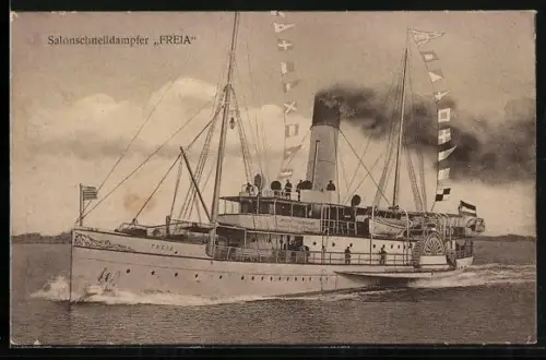 AK Passagierschiff Freia in Fahrt