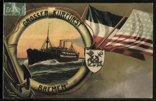 AK Passagierschiff Grosser Kurfürst auf See