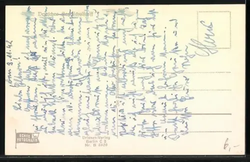 AK Deutsches Segelschulschiff unter vollen Segeln