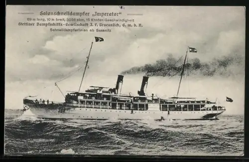 AK Passagierschiff Imperator auf hoher See