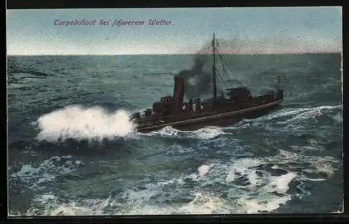 AK Torpedoboot bei schwerem Wetter