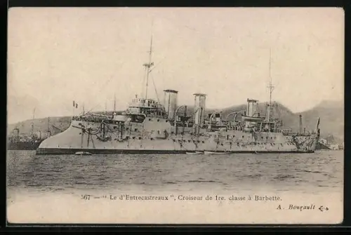 AK Kriegsschiff Le d`Entrecastreaux, Croiseur de 1re. classe