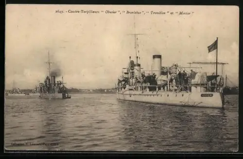 AK Kriegsschiffe Obusier, Branlebas, Tromblon, Mortier