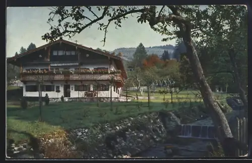 AK Schliersee, Bauernbader-Anwesen am Bach