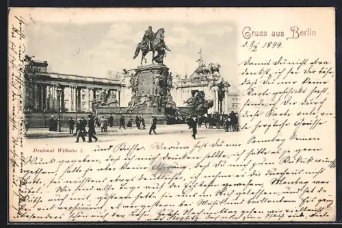 AK Berlin, Nationaldenkmal Wilhelm I. mit Passanten
