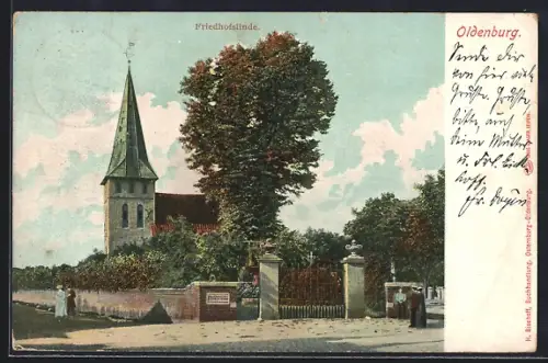 AK Oldenburg / O., Partie an der Friedhofslinde