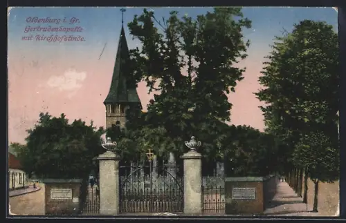 AK Oldenburg / O., Gertrudenkapelle und Kirchhofslinde