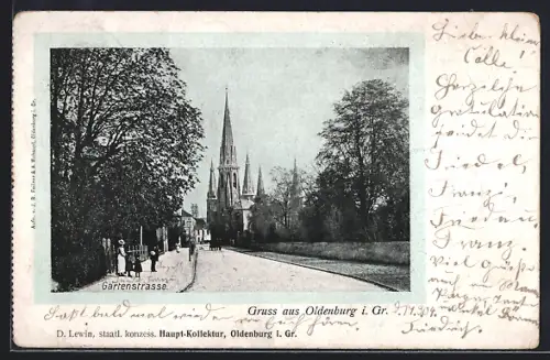 AK Oldenburg / O., Blick in die Gartenstrasse