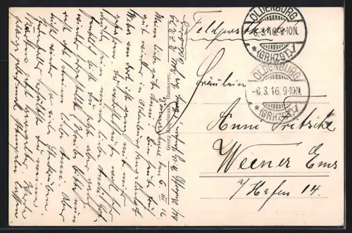 AK Oldenburg / O., Amalienbrücke mit Flusspartie