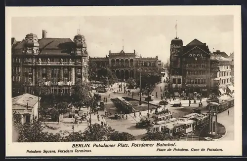 AK Berlin, Potsdamer Bahnhof, Potsdamer Platz mit Strassenbahn