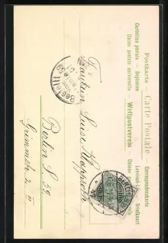 Glitzer-Perl-AK Junge Dame mit Ohrringen