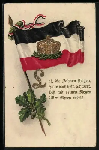 AK Reichsfahne mit goldfarbener Kaiserkrone