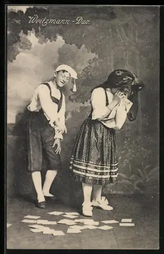 AK Weitzmann-Duo, Frau und Mann auf der Bühne