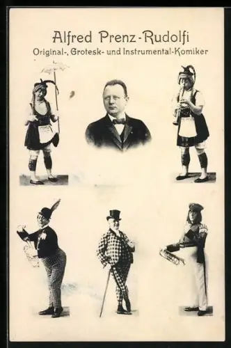 AK Alfred Prenz-Rudolfi, Original-, Grotesk- und Instrumental-Komiker