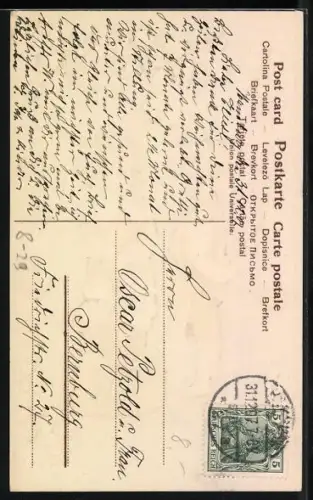 AK Schmied mit goldenem Kleeblatt, Neujahrsgruss