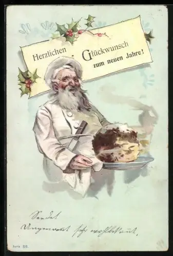 Künstler-AK Koch mit Braten