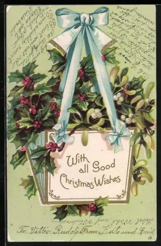 AK Mistelzweige mit Schleife