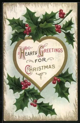 AK Herz zu Weihnachten mit Zweigen