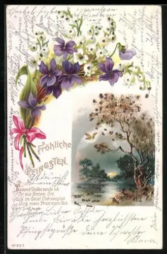 AK Bunter Blumenstrauss zu Pfingsten