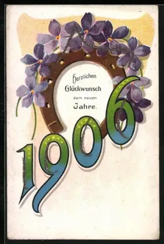 AK Jahreszahl 1906 und Hufeisen