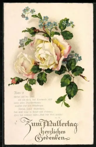 AK Blühende Rosen zum Muttertag