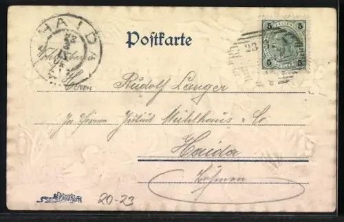 AK Osterhase geht mit Osterküken spazieren