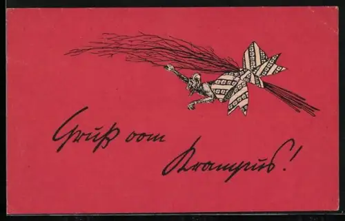 AK Krampus versteckt sich in Rute