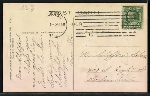 AK Osterküken mit Hahn als Jäger