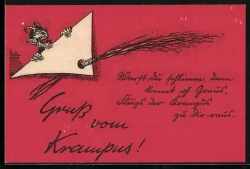 AK Krampus mit Rute