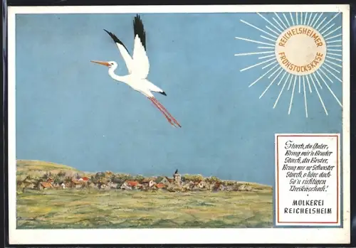 Künstler-AK Reichelsheim / Odenwald, Molkerei, Reichelsheimer Frühstückskäse