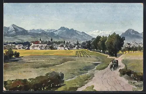 AK Rosenheim / Bayern, Blick vom Hofbräu-Keller