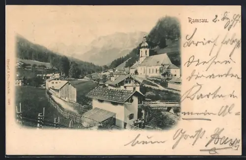 AK Ramsau / Berchtesgaden, Ortsansicht mit Kirche