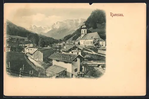 AK Ramsau / Berchtesgaden, Ortsansicht mit Kirche