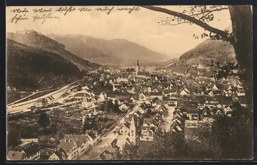 AK Urach / Erms, Ortsansicht aus der Vogelschau