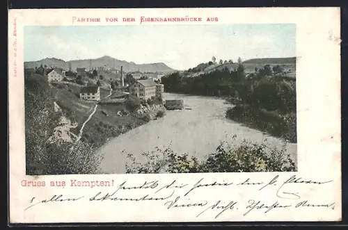AK Kempten / Allgäu, Ortspartie von der Eisenbahnbrücke aus