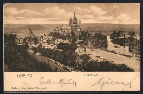 AK Limburg / Lahn, Totalansicht mit Schloss