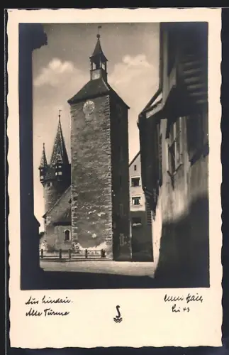 AK Lindau / Bodensee, Diebsturm und alte Peterskirche