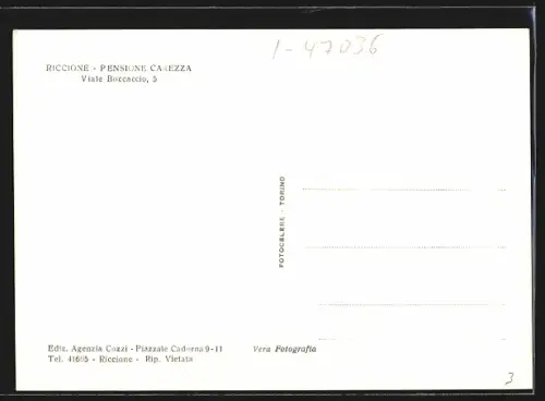AK Riccione, Pensione Carezza, Viale Boccaccion 5