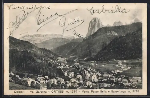 AK Ortisei /Val Gardena, Verso Passo Sella e Sassolungo