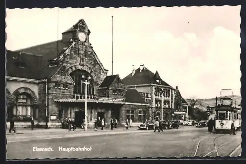AK Eisenach / Thüringen, Hauptbahnhof und Strassenbahn