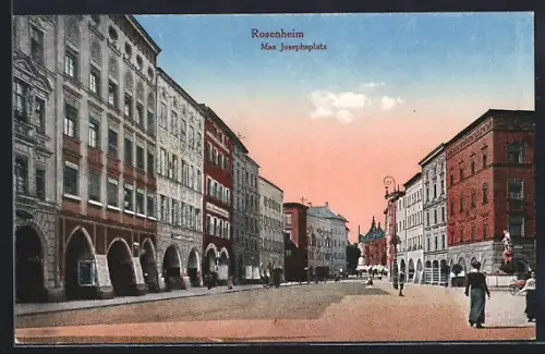 AK Rosenheim / Bayern, Strasse am Max Josephs-Platz