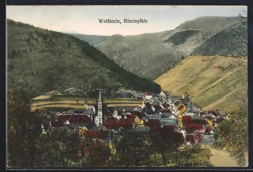 AK Wolfstein / Pfalz, Totalansicht mit Umgebung aus der Vogelschau