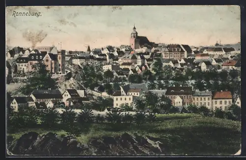 AK Ronneburg / Thüringen, Totalansicht aus der Vogelschau