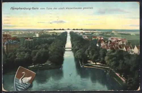 AK München-Gern, vom Turm des städtischen Waisenhauses gesehen