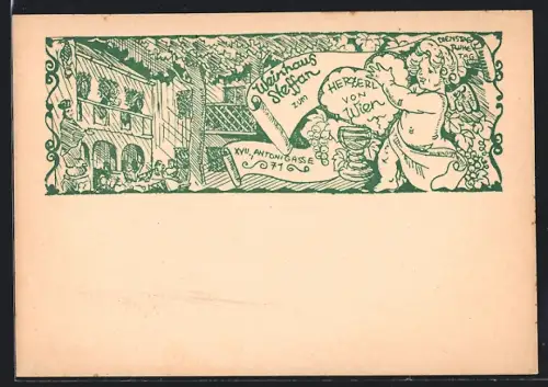 Künstler-AK Wien, Restaurant Weinhaus Steffan, Antonigasse 71