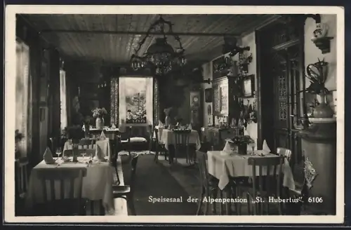 AK Mariazell, Speisesaal der Alpenpension St. Hubertus