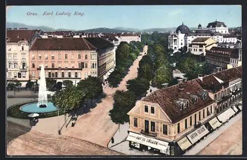 AK Graz, Partie am Karl Ludwig Ring, Fontäne