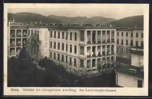 AK Graz, Osttrakt der chirurgischen Abtlg. des Landeskrankenhauses aus der Vogelschau