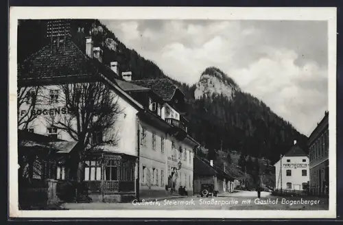 AK Gusswerk, Strassenpartie mit Gasthof Bogenberger